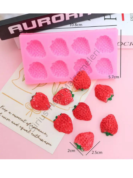 Mum Polimerkill Yarım Çilek Kalıbı