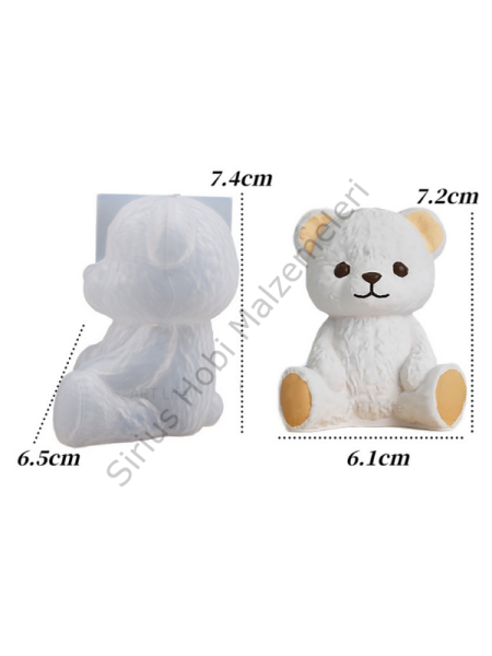 Epoksi Mum 3d Oturan Ayıcık Kalıbı