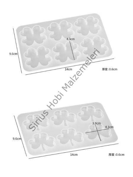 Epoksi Yonca Magnet Kalıbı 6’lı Silikon Döküm Kalıbı