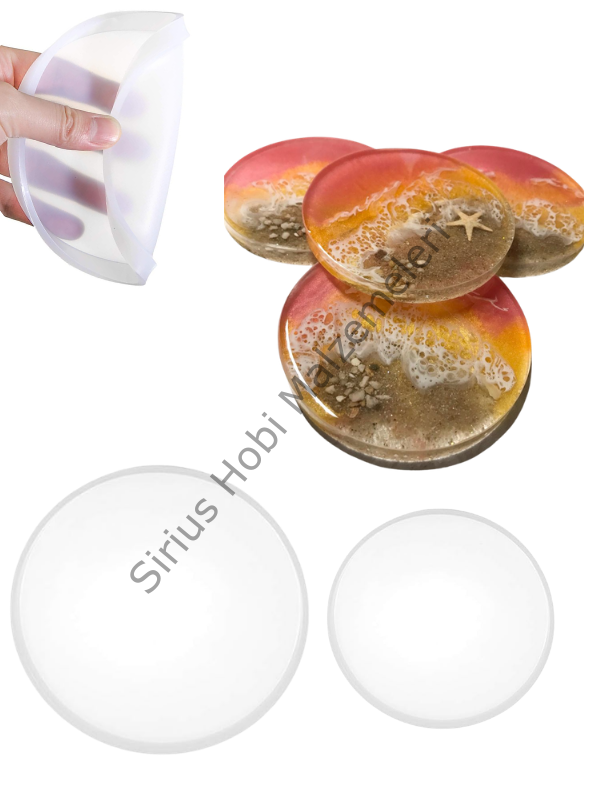 Epoksi Bardak Altlığı Kalıbı 19 cm & 14 cm – Yuvarlak Silikon Kalıp