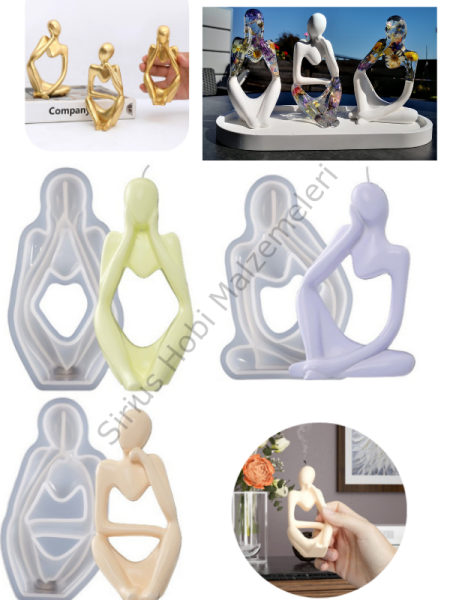 Epoksi Mum Alçı Düşünen İnsanlar Kalıbı Seti