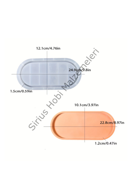 Epoksi & Alçı 24 cm Oval Tabak Sunumluk Kalıbı – Silikon Döküm Kalıp