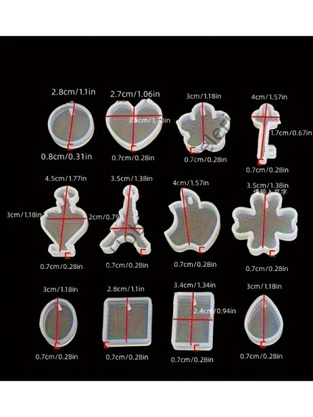 12’li Epoksi Kolye & Anahtarlık Silikon Kalıbı – Charm Döküm Kalıp