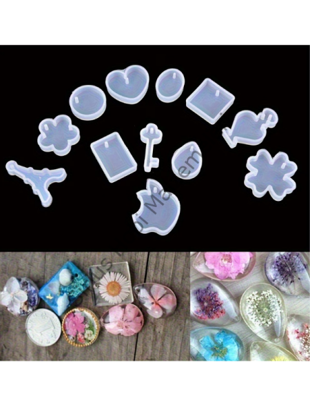 12’li Epoksi Kolye & Anahtarlık Silikon Kalıbı – Charm Döküm Kalıp