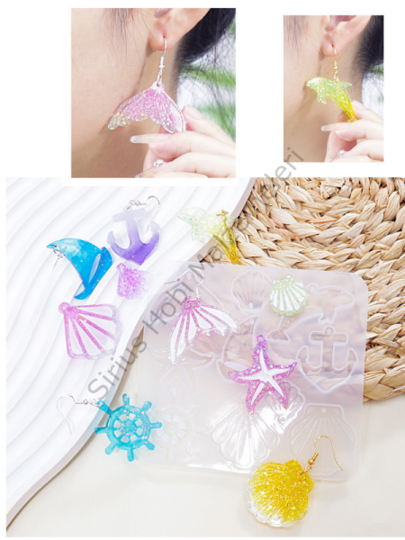 Epoksi Meyve Deniz Hayvan Küpe Charm Kalıpları
