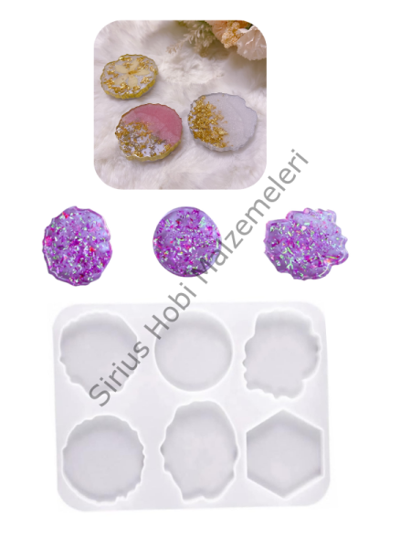 Epoksi Magnet & Anahtarlık Kalıbı 4cm – 6’lı Silikon Döküm Kalıp