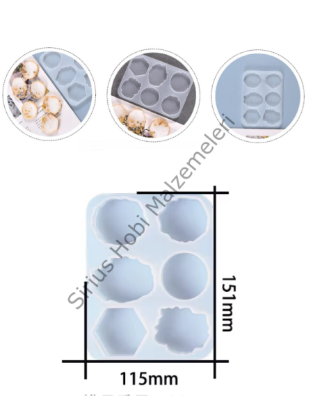 Epoksi Magnet & Anahtarlık Kalıbı 4cm – 6’lı Silikon Döküm Kalıp