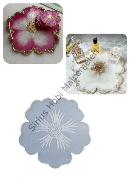 Epoksi 34 cm Çiçek Tepsi Kalıbı – Büyük Boy Silikon Döküm Kalıp