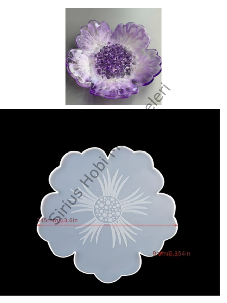 Epoksi 34 cm Çiçek Tepsi Kalıbı – Büyük Boy Silikon Döküm Kalıp