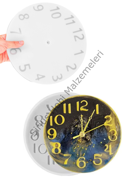 26 cm Epoksi Alçı Saat Silikon Kalıbı – Duvar Saati Döküm Kalıp