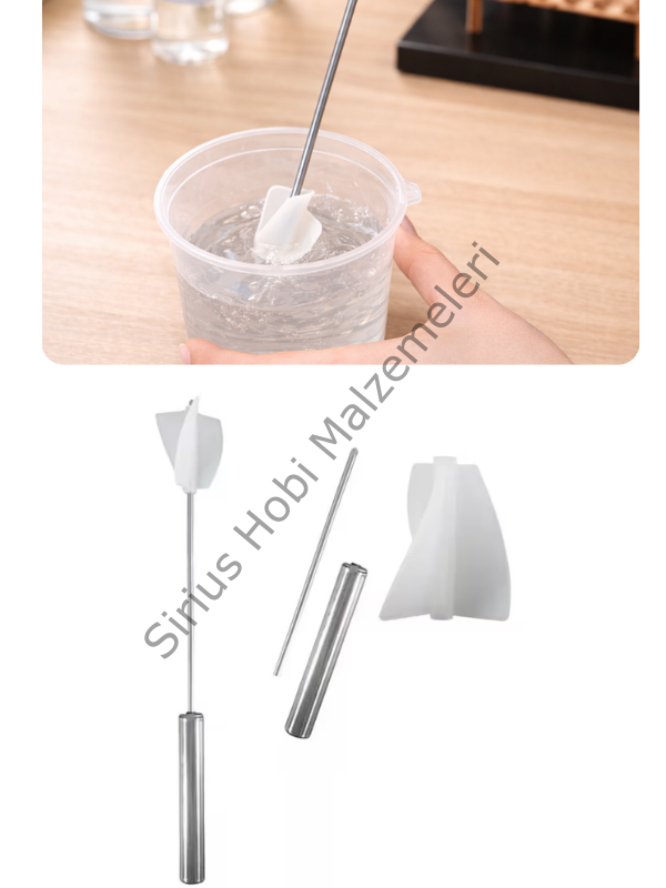 Epoksi Manuel Karıştırıcı – Silikon Uçlu Paslanmaz Çelik Karıştırma Aparatı (35 cm)