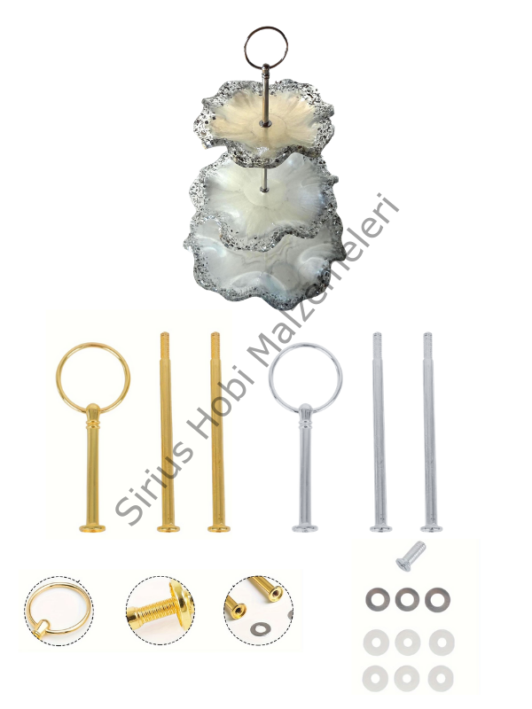 3 Katlı Epoksi Sunumluk Aparatı – Metal Stand Seti