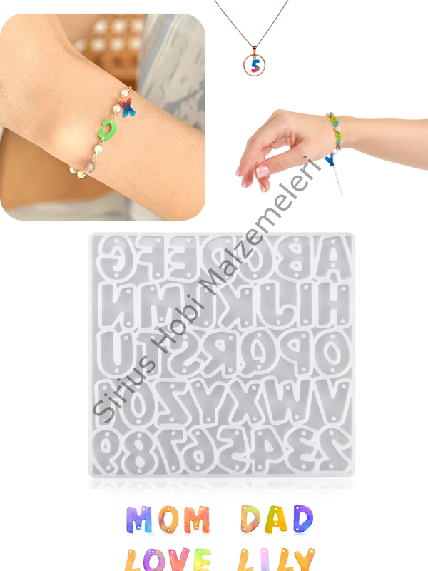 Epoksi 3 cm Çift Delikli Harf Silikon Kalıbı – Anahtarlık & Charm Yapımı