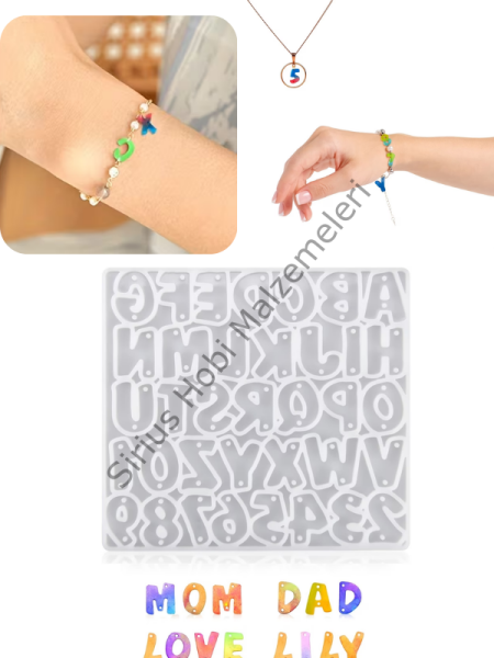 Epoksi 3 cm Çift Delikli Harf Silikon Kalıbı – Anahtarlık & Charm Yapımı