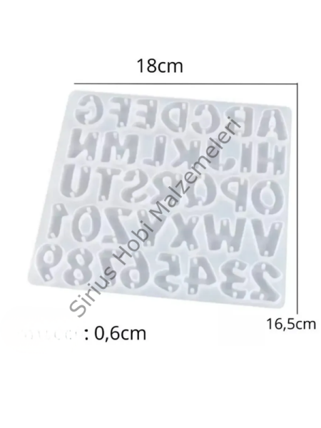 Epoksi 3 cm Çift Delikli Harf Silikon Kalıbı – Anahtarlık & Charm Yapımı