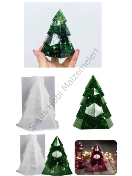 Epoksi Mum Beton Alçı Noel Yılbaşı Ağacı Kalıbı