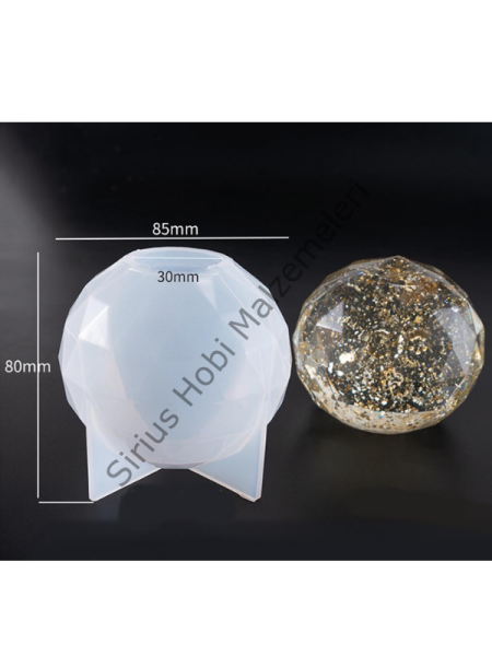Epoksi 8 cm Kristal Küre Silikon Kalıbı – Diamond Tasarım Dekoratif Küre Döküm Kalıbı
