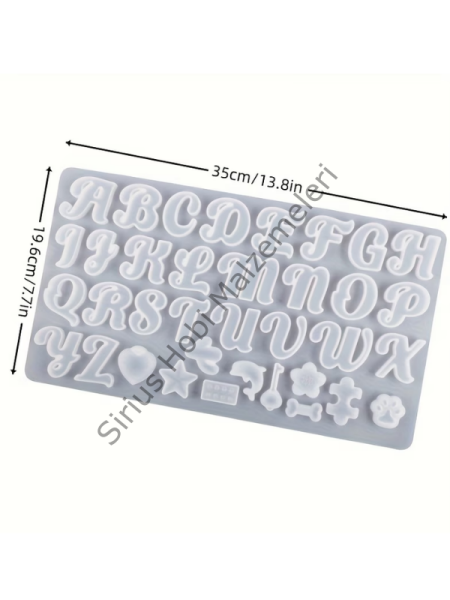 Epoksi Harf Silikon Kalıbı – Alfabe Anahtarlık & Charm Reçine Döküm Kalıbı