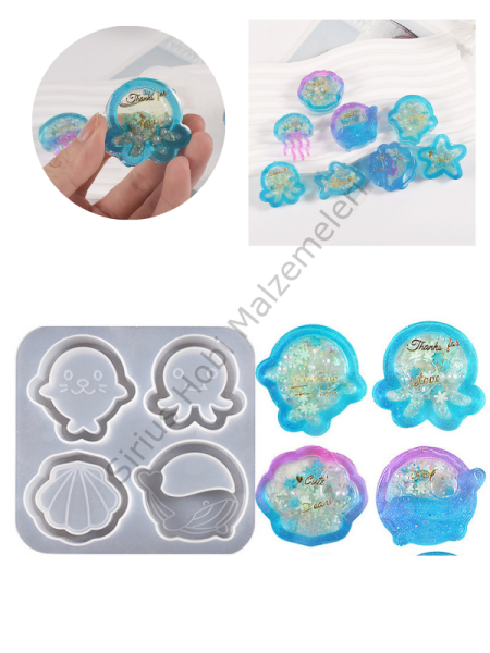 Epoksi Anahtarlık Charm Deniz Shakers Çalkalayıcı Kalıpları