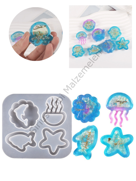 Epoksi Anahtarlık Charm Deniz Shakers Çalkalayıcı Kalıpları