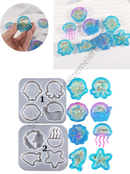 Epoksi Anahtarlık Charm Deniz Shakers Çalkalayıcı Kalıpları