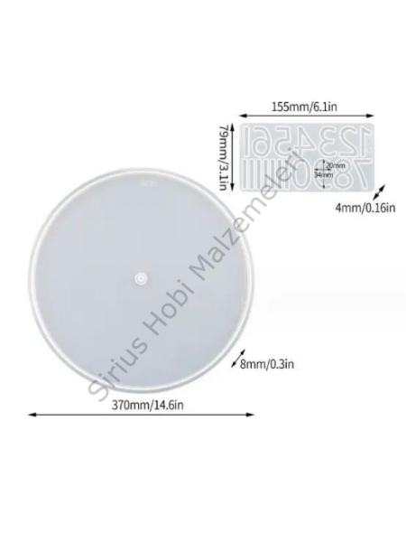 Epoksi Reçine 37 cm Saat Sayılar Kalıbı Seti-Epoksi Saat Kalıbı