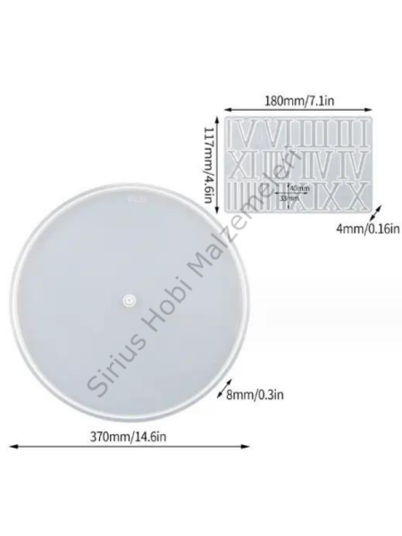 Epoksi Reçine 37cm Saat +Roma Rakamı Kalıbı Seti-Epoksi Saat Kalıbı