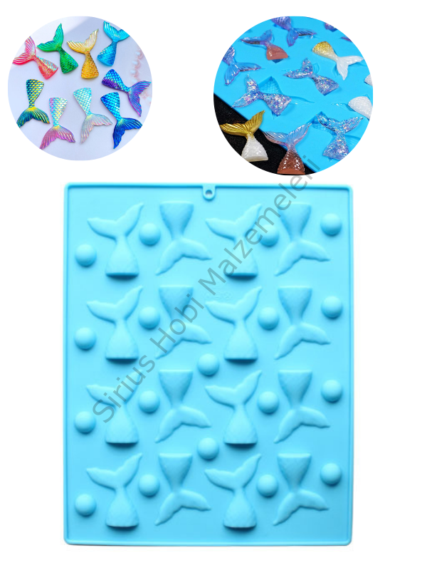 Epoksi Çoklu Deniz Kızı Kuyruğu Kalıbı 5cm