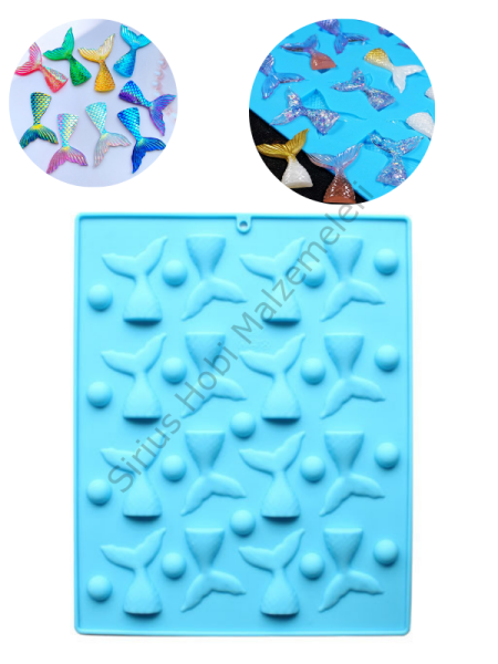 Epoksi Çoklu Deniz Kızı Kuyruğu Kalıbı 5cm