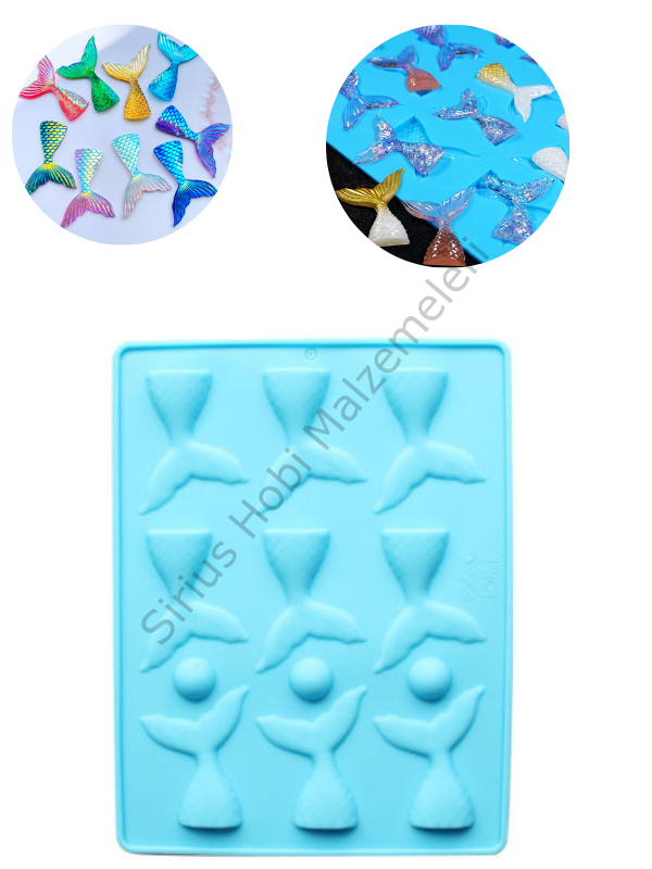 Epoksi 6 cm Çoklu Deniz Kızı Kuyruğu Kalıbı