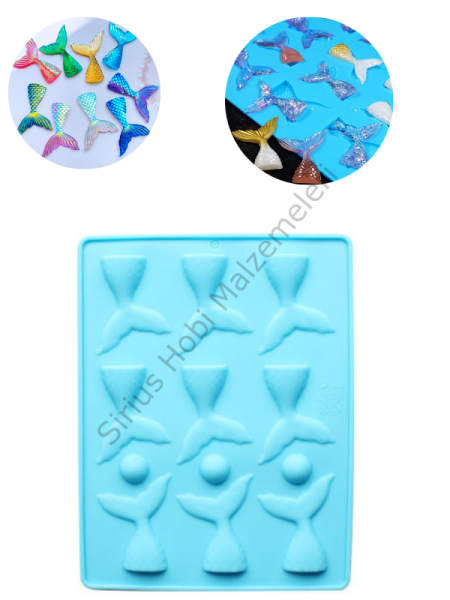 Epoksi 6 cm Çoklu Deniz Kızı Kuyruğu Kalıbı