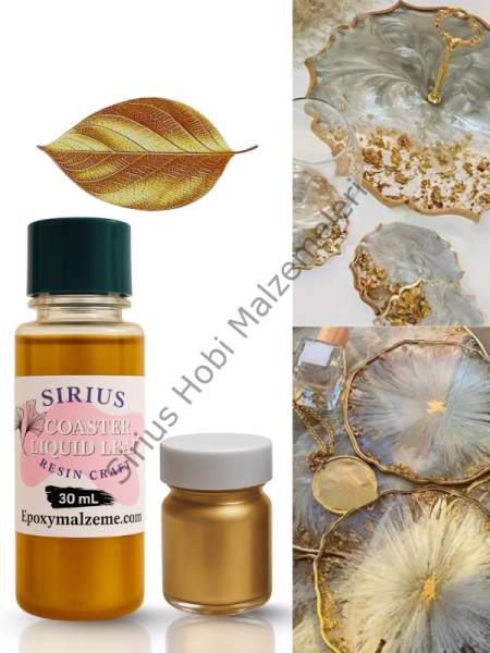 Epoksi Tasarımları İçin Kenar Varak Sıvısı – Gold & Silver Renkler 30ml + 10 gr Toz Varak