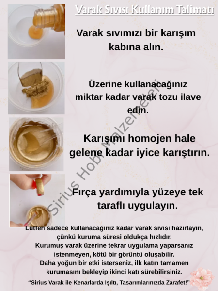 Epoksi Tasarımları İçin Kenar Varak Sıvısı – Gold & Silver Renkler 30ml + 10 gr Toz Varak