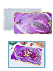 Epoksi Taş Görünümlü  Trend Tepsi Kalıbı 39x24cm Dikdörtgen