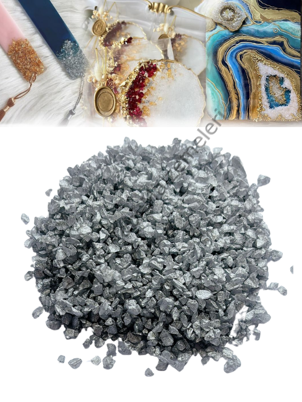 Epoksi Reçine Cam Kırığı Silver İnce 100 gr
