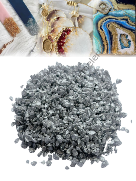 Epoksi Reçine Cam Kırığı Silver İnce 100 gr