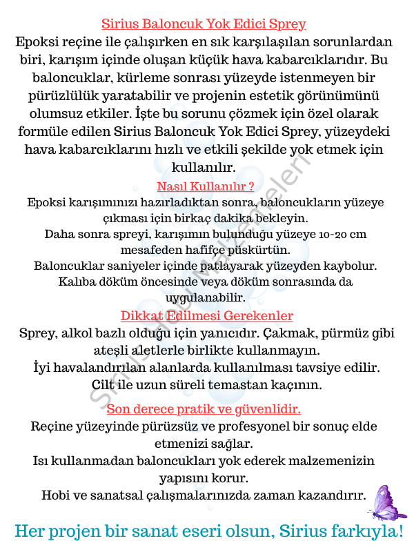 Epoksi Reçine Baloncuk Yok edici Sprey 30ml