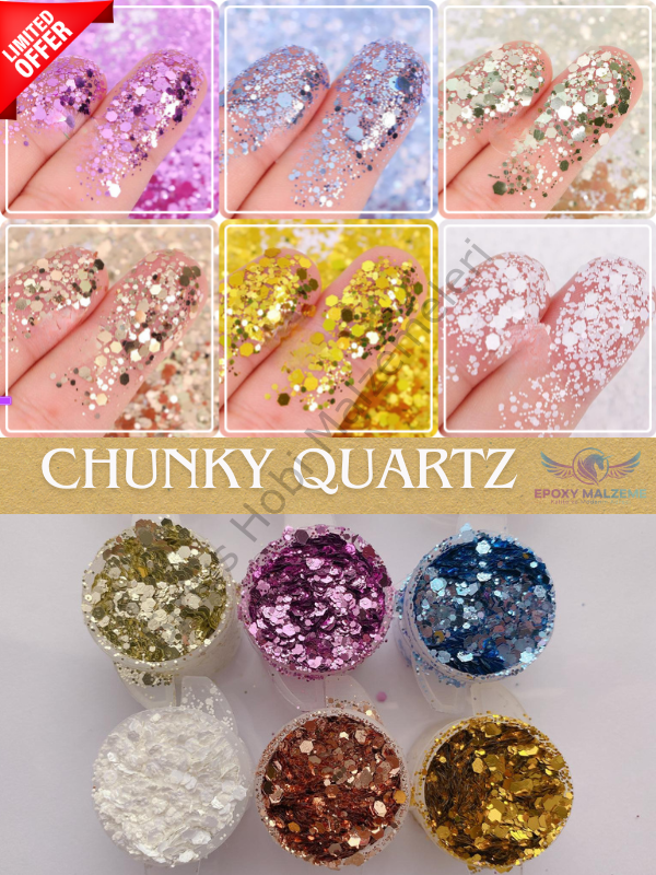 Epoksi Quartz Serisi 6 lı Chunky Glitters Seti 25gr Set 1