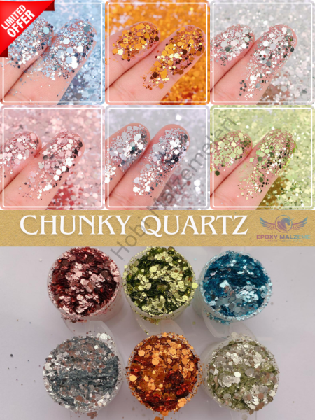 Epoksi Quartz Serisi 6 lı Chunky Glitters Seti 25gr Set 2