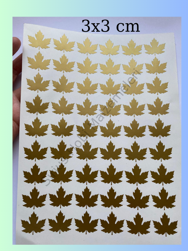Epoksi Çınar Ağacı Yaprağı Folyo Sticker A4 Boyutunda