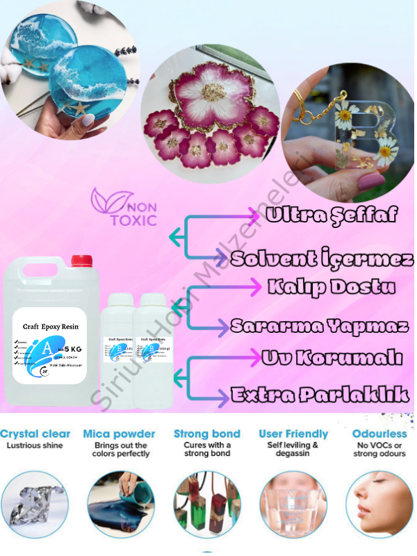 Craft Resin İnce Döküm Epoksi Reçine – Takı, Kalıp ve Hobi Uygulamaları İçin Şeffaf Reçine 7.5 kg