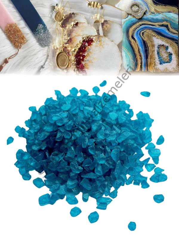 Epoksi Cam Kırıkları Sedefli Turkuaz Kalın 100 gr