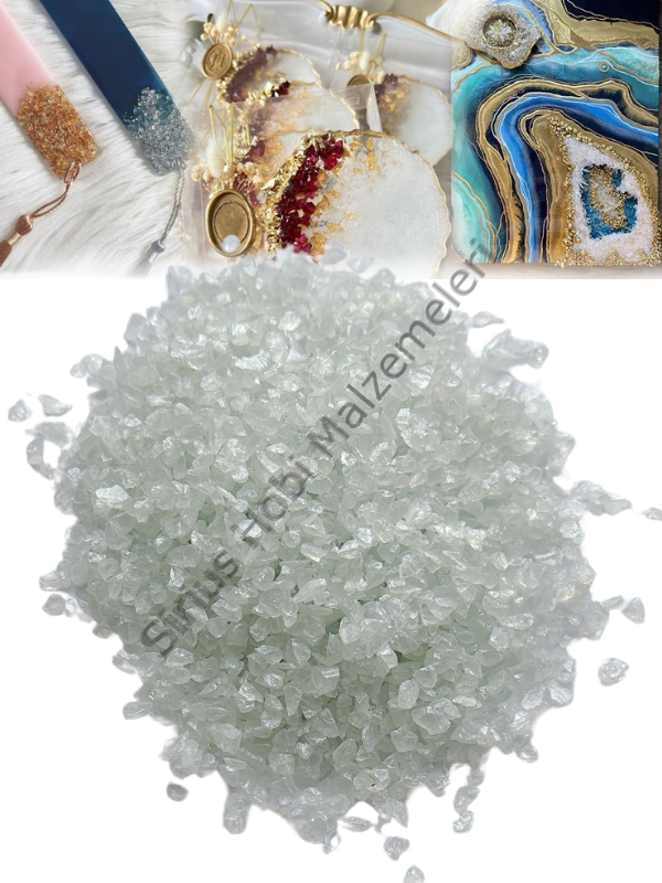 Epoksi Reçine Cam Kırığı Sedefli Beyaz İnce 100 gr