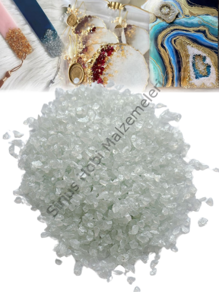 Epoksi Reçine Cam Kırığı Sedefli Beyaz İnce 100 gr