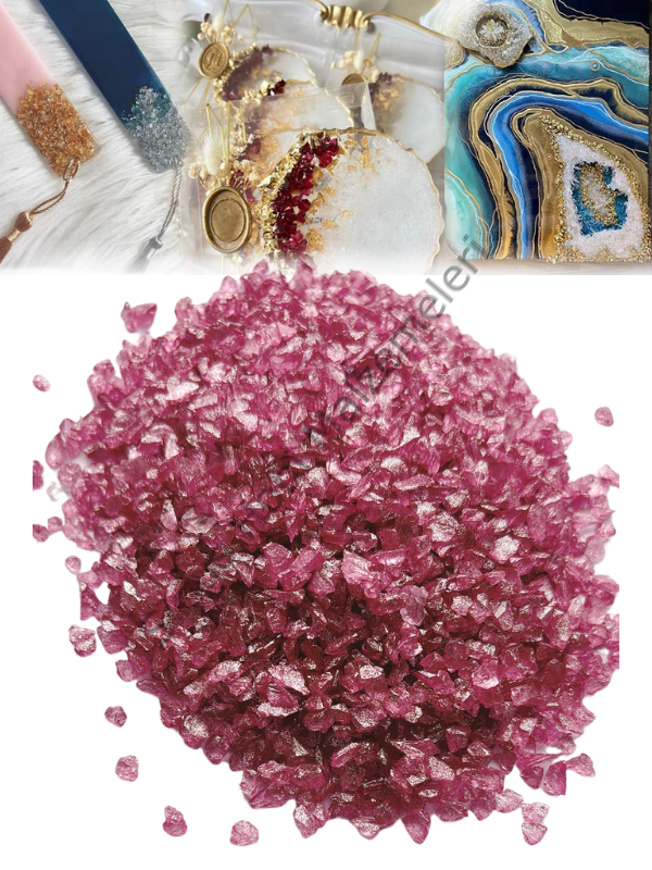 Epoksi Reçine Cam Kırığı Sedefli Rose İnce 100 gr