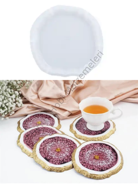 Epoksi 14 cm Daire Taş Görünümlü Bardak Altlıgı Kalıbı