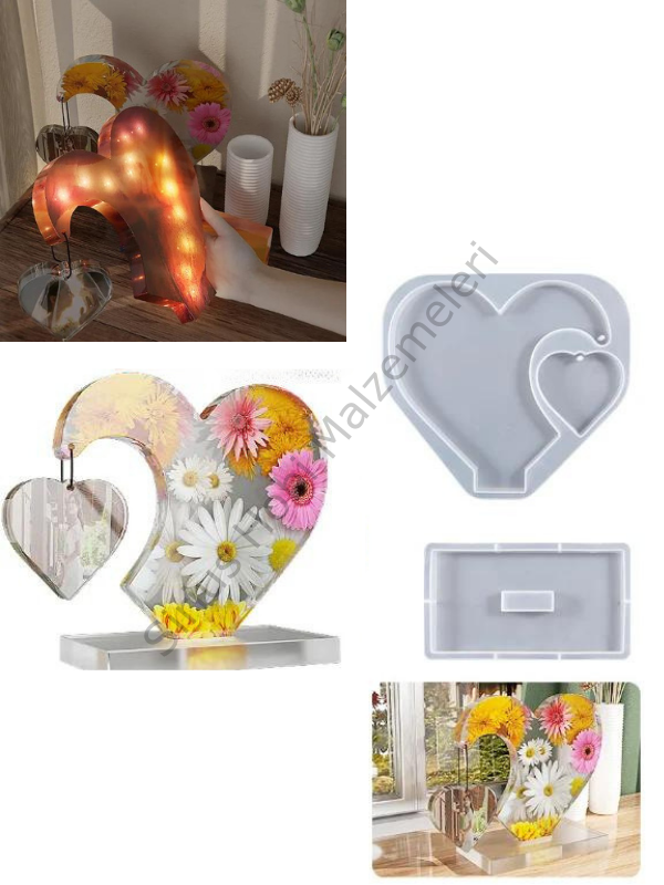 Epoksi Tasarım Kalp Fotoğraflık Silikon Kalıbı