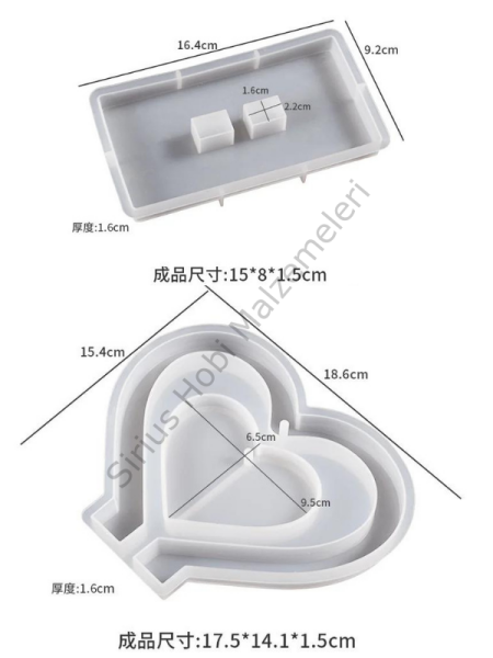 Epoksi  Kalp Tasarım Fotoğraflık Kalıbı