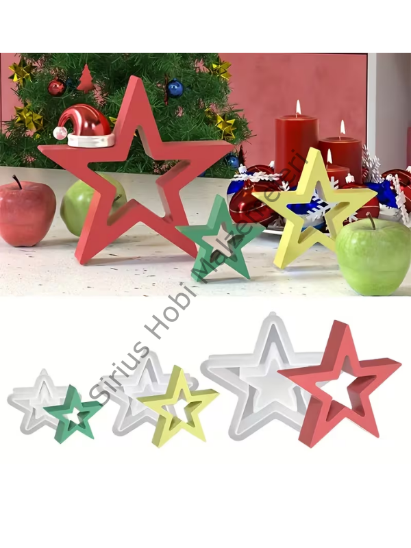 Noel Yılbaşı  Yıldız Dekor Silikon Kalıbı – 3’lü Set