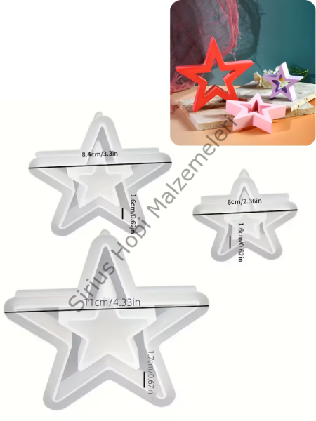 Noel Yılbaşı  Yıldız Dekor Silikon Kalıbı – 3’lü Set